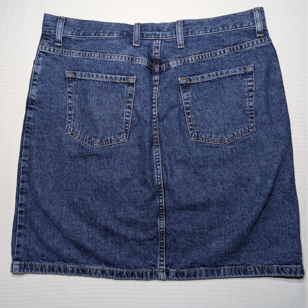 Eddie Bauer Women 14 Denim Skirt 100% Cotton Indigo Knee Length 90s Minimalist - Picture 6 of 8